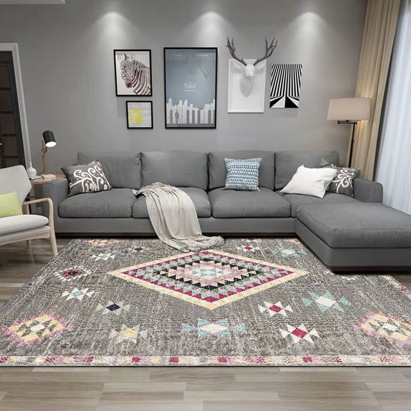 BowLift | Exotic antique carpet multicolored geometric print rug non-slip back pet-friendly machine washable rug for large room