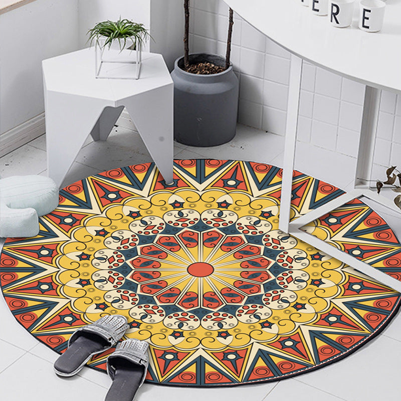 BowLift | Art Deco Moroccan Carpet Multicolored Mandala Carpet Pet-Friendly Machine Washable Non-Slip Rug for Bedroom
