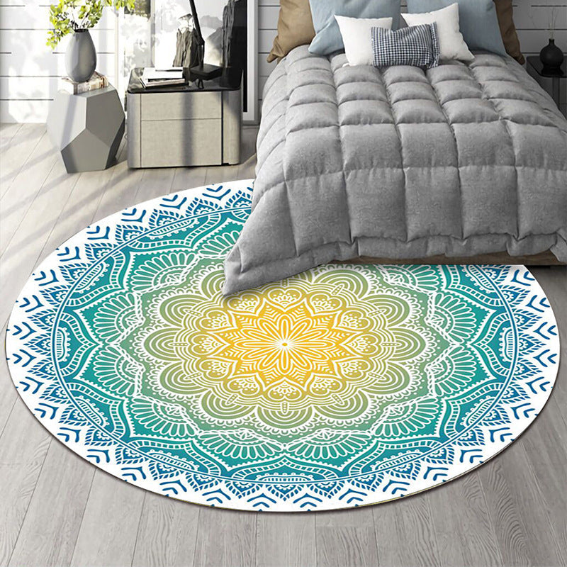 BowLift | Art Deco Moroccan Carpet Multicolored Mandala Carpet Pet-Friendly Machine Washable Non-Slip Rug for Bedroom