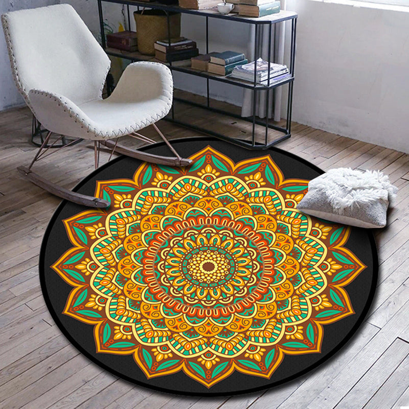BowLift | Folks Multicolor Mandala Rug Synthetic Moroccan Rug Machine Washable Non-Slip Pet Friendly Living Room Rug