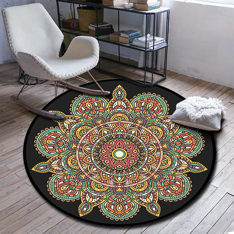 BowLift | Folks Multicolor Mandala Rug Synthetic Moroccan Rug Machine Washable Non-Slip Pet Friendly Living Room Rug