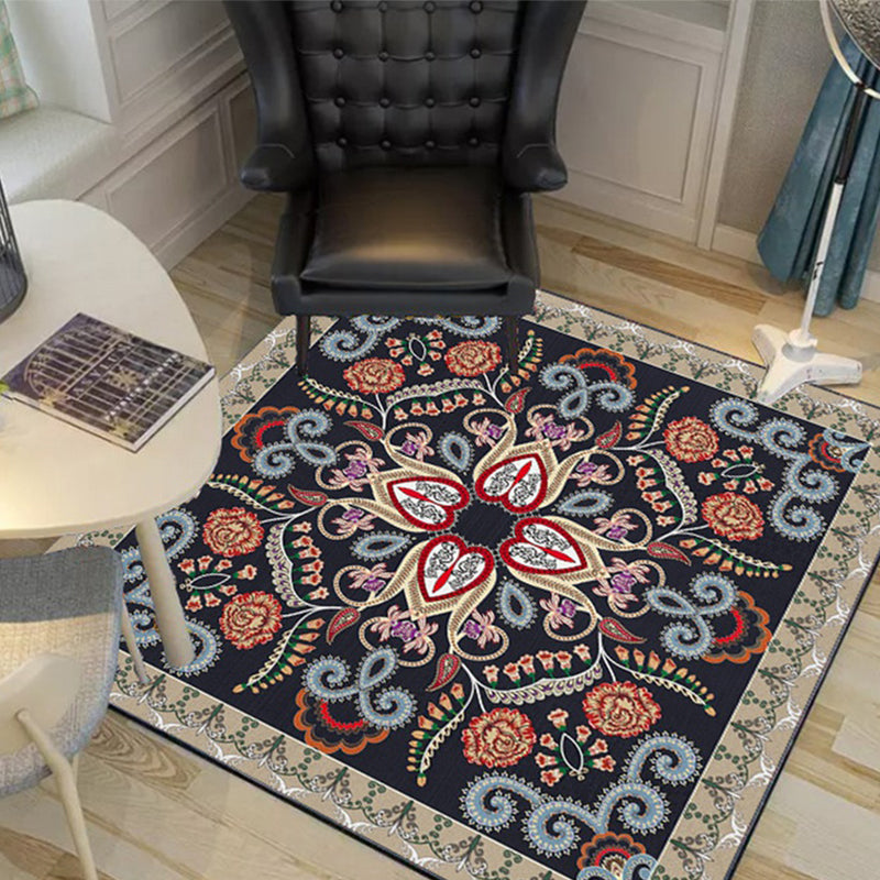 BowLift | Shabby Chic Floral Area Rug Multicolor Persian Carpet Polypropylene Anti-Slip Backing Washable Pet-Friendly Rug for Foyer