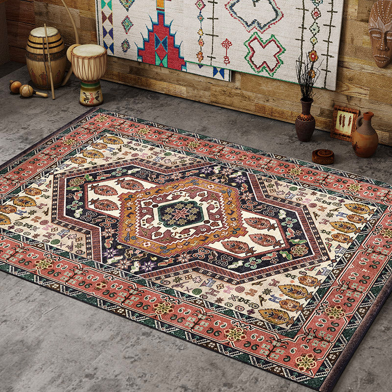 BowLift | Antique Moroccan rug with colorful geometric pattern, non-slip, pet-friendly, stain-resistant rug for the room