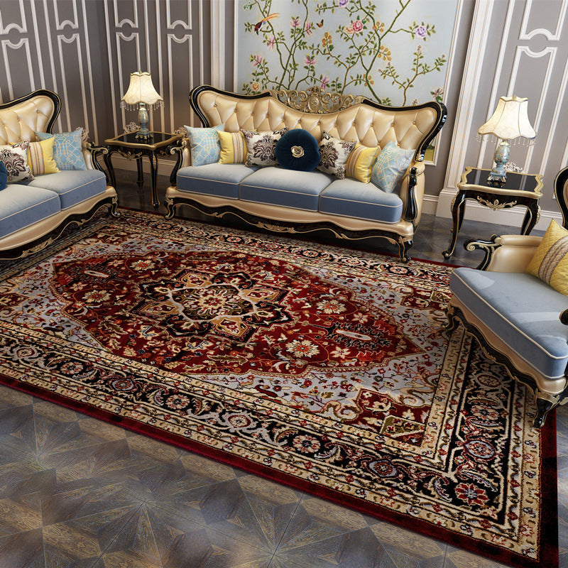 BowLift | Antique multi-colored flower carpet polypropylene Moroccan area rug pet-friendly washable non-slip rug for guest areas