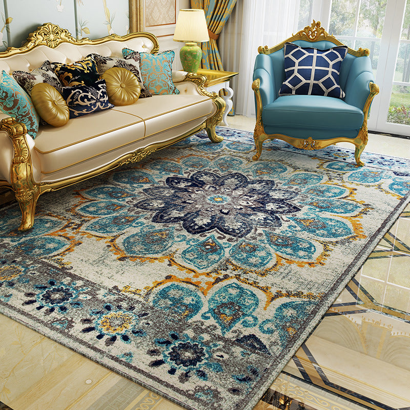 BowLift | Antique multi-colored flower carpet polypropylene Moroccan area rug pet-friendly washable non-slip rug for guest areas