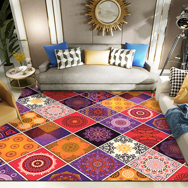 BowLift | Classic Multicolored Mandala Rug Synthetic Moroccan Rug Stain Resistant Slip Resistant Pet Friendly Rug for the Large Room
