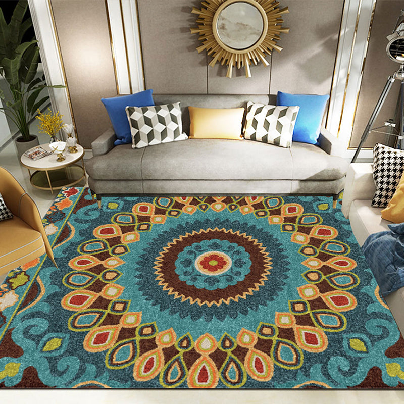 BowLift | Classic Multicolored Mandala Rug Synthetic Moroccan Rug Stain Resistant Slip Resistant Pet Friendly Rug for the Large Room