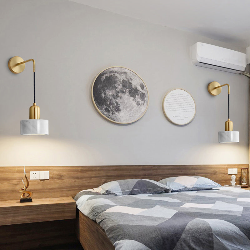 BowLift | Drum-shaped Living Room Wall-mounted Lamp Marble Simplicity LED Wall Lighting Fixture