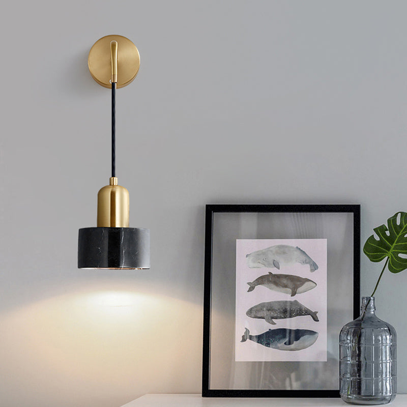 BowLift | Drum-shaped Living Room Wall-mounted Lamp Marble Simplicity LED Wall Lighting Fixture