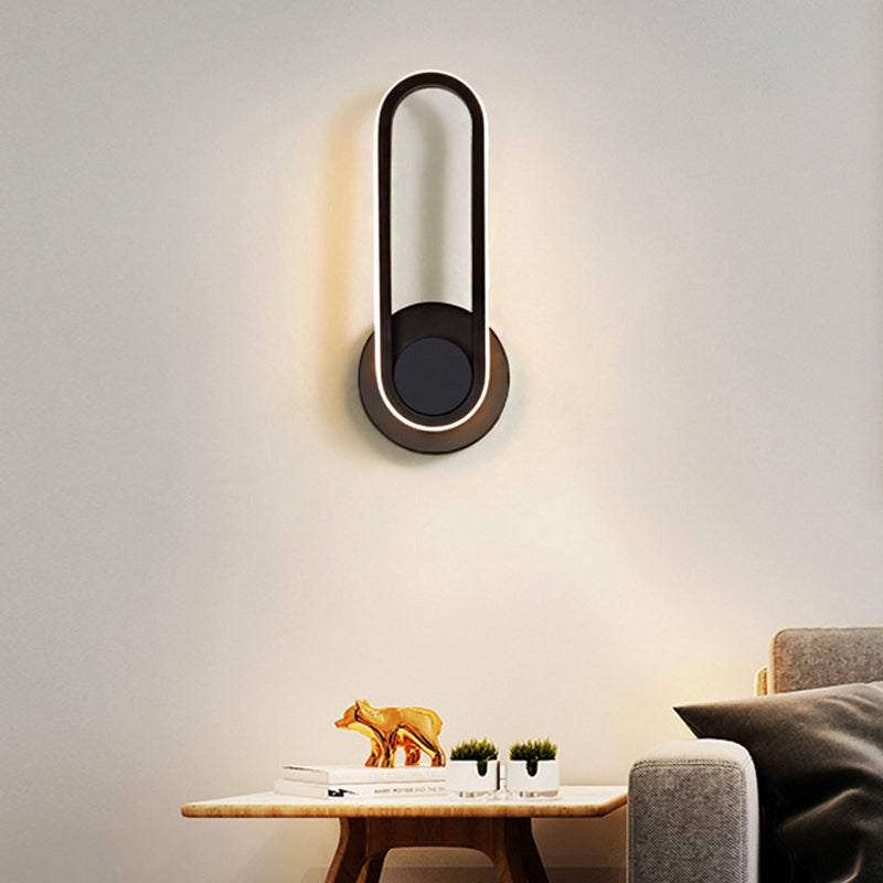 BowLift | Minimalistic Oblong-Ring Wall Light Acrylic Shade LED Bed Lamp in Black/White, Warm/White Light