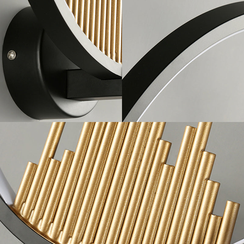 BowLift | Acrylic Halo Ring LED Wall Light Modern Wall Mounted Lamp in Black/White with Mountain Pattern, Warm Light