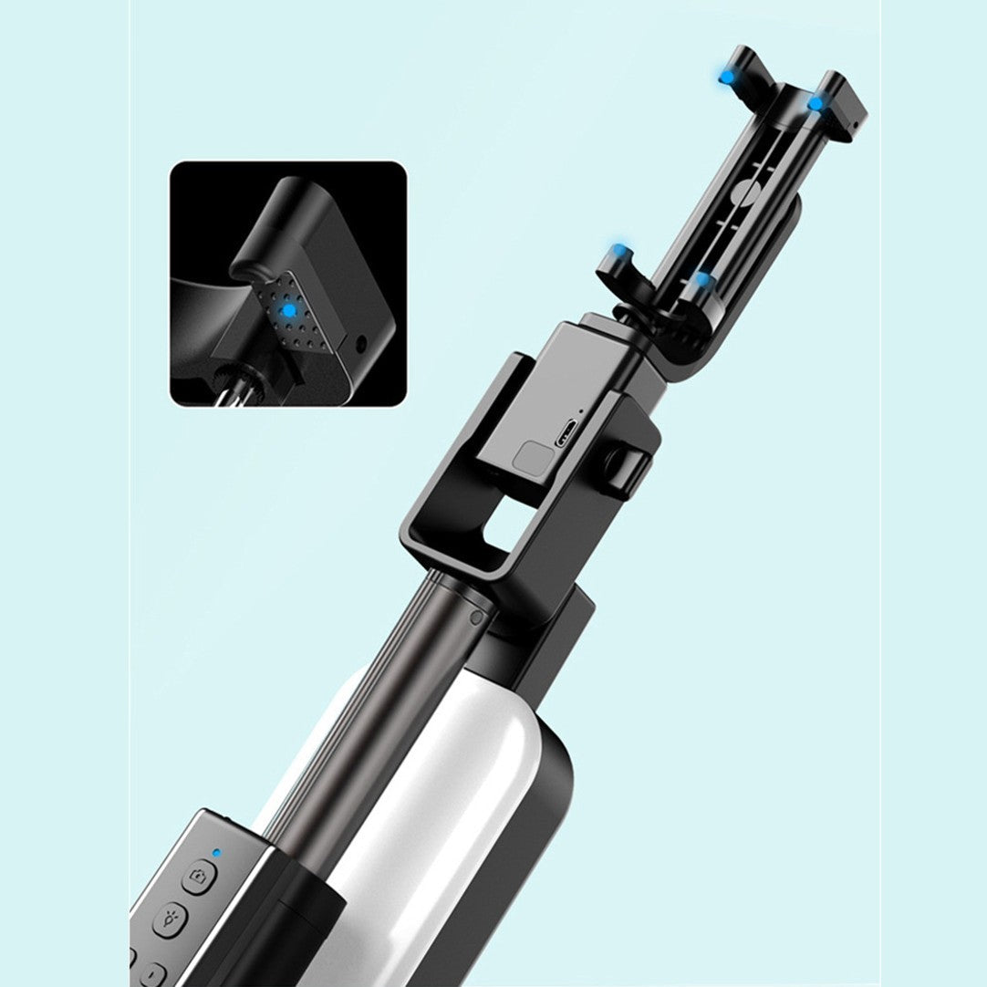 BowLift | Selfie Stick Tripod, with Light, Detachable Bluetooth Remote & 6 Levels of Height Adjustment