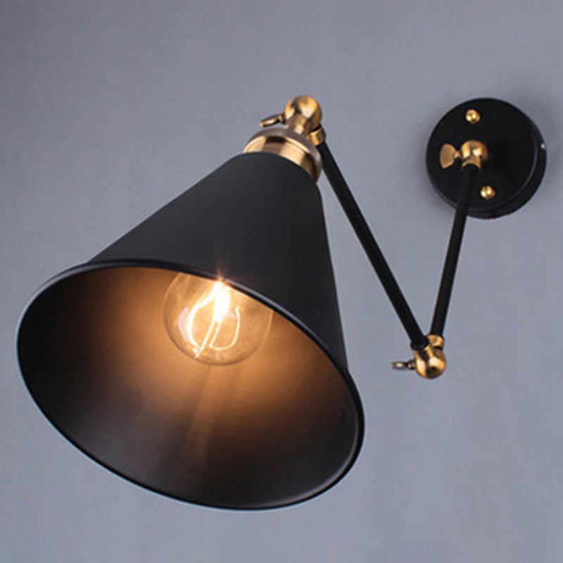 BowLift | Black Umbrella Shade Folding Wall Lamp Retro Style Single Bulb Restaurant Wall Lighting Fixture