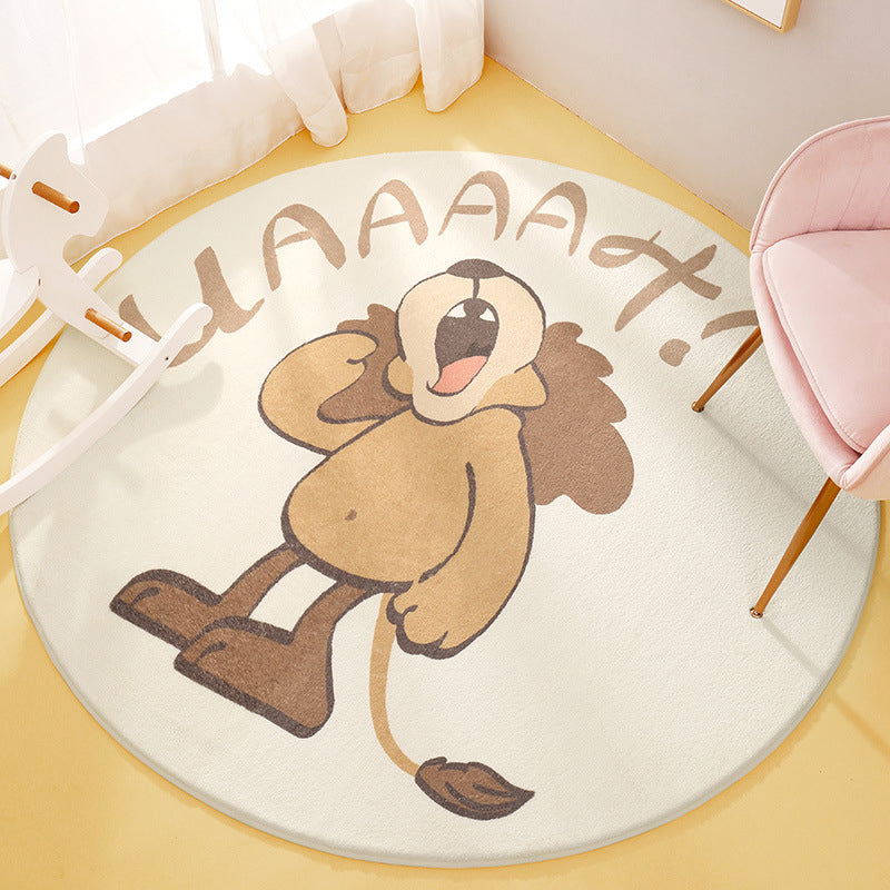 BowLift | Cute Animal Pattern Rug Multi-Color Synthetic Rug Anti-Slip Back Washable Rug for Kids Room