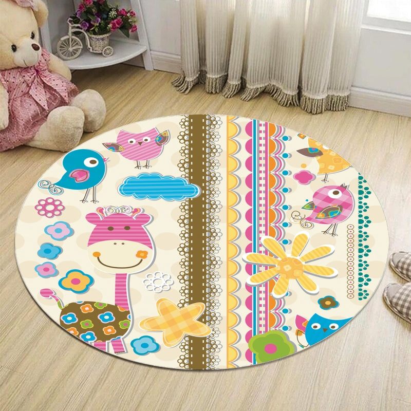 BowLift | Abstract Bedroom Rug Multicolor Cartoon Animal Print Indoor Rug Polypropylene Non-Slip Pet-Friendly Rug