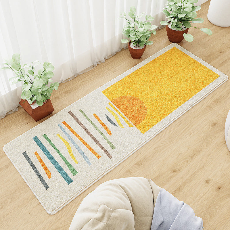 BowLift | Casual abstract patterned rug Multicolored cotton blend rug pet-friendly washable indoor rug for bedroom