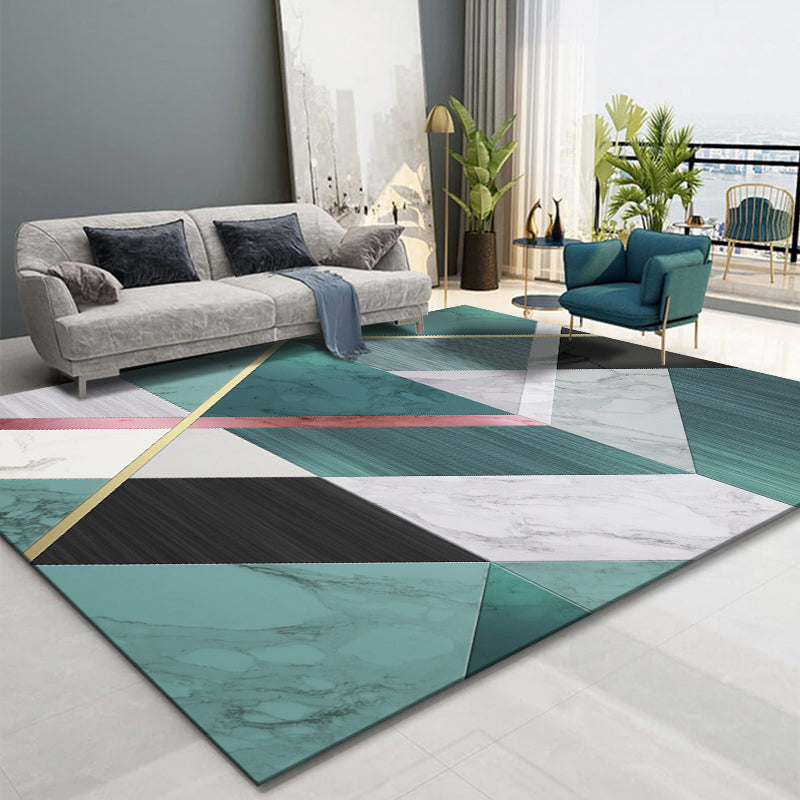 BowLift | Creative Room Decoration Area Rug Multicolor Geometric Pattern Area Rug Cotton Blend Non-Slip Pet Friendly Area Rug