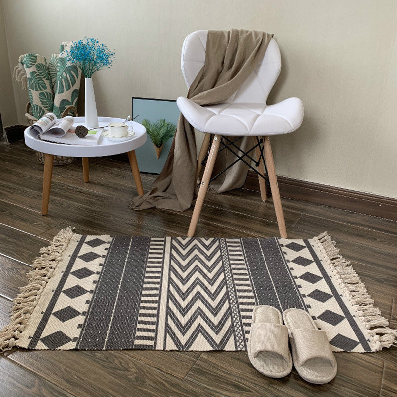BowLift | Western Bedroom Rug Multicolored Tribal Geo Rug Cotton Blend Easy Care Washable Area Rug with Fringe