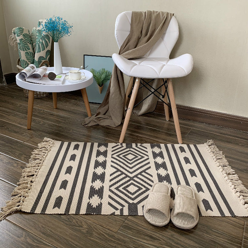 BowLift | Western Bedroom Rug Multicolored Tribal Geo Rug Cotton Blend Easy Care Washable Area Rug with Fringe