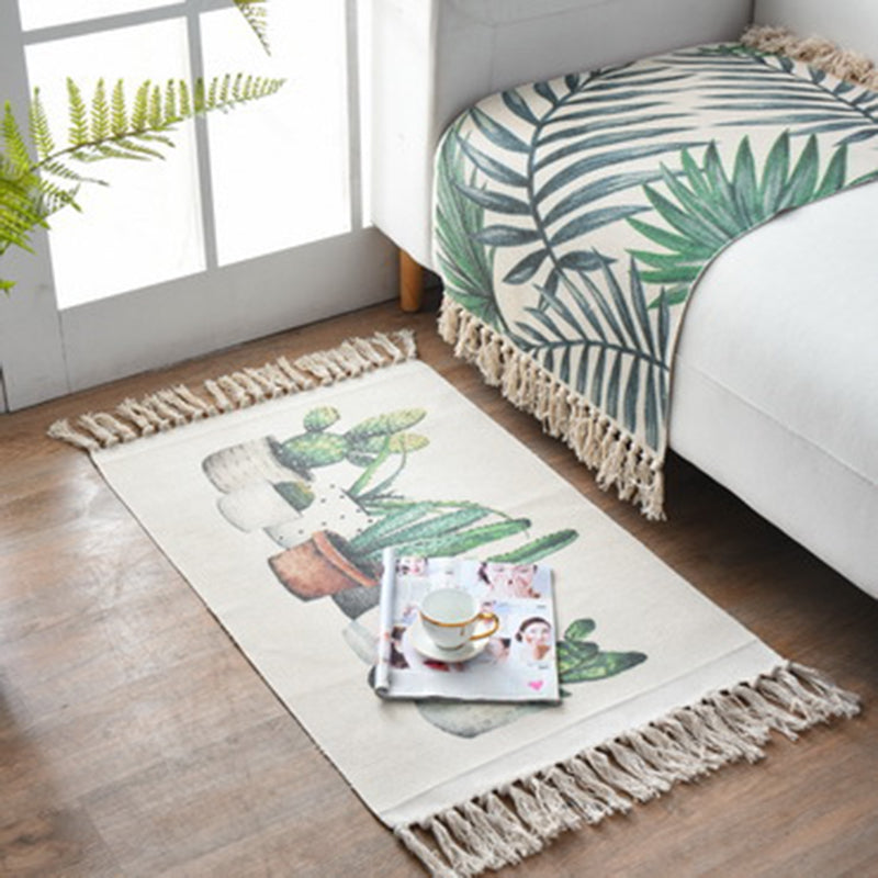BowLift | Western Bedroom Carpet Multicolored geometric print rug cotton blend machine washable easy care with fringes