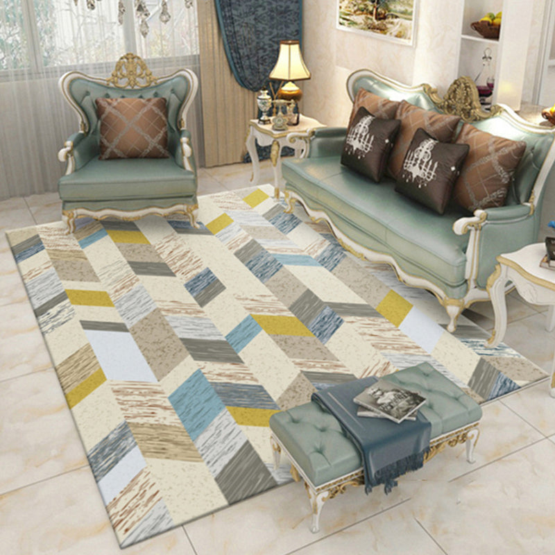 BowLift | Contemporary Area Rug Multi-colored Geo Printed Carpet Synthetic Non-slip Machine Washable Rug