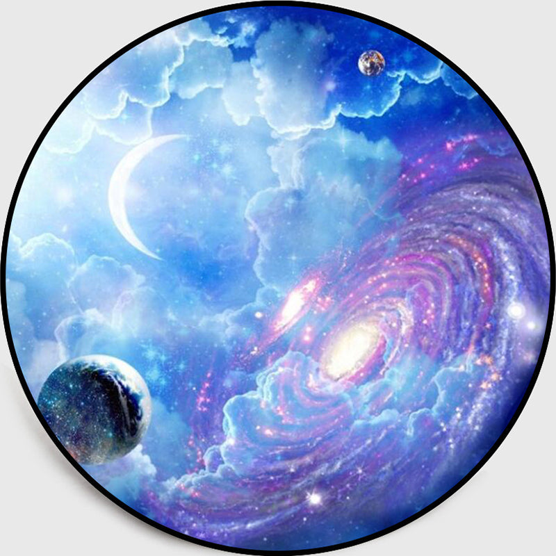 BowLift | Casual Purple-Blue Creative Rug Polypropylene 3D Universe Area Rug Non-Slip Back Washable Rug for Home