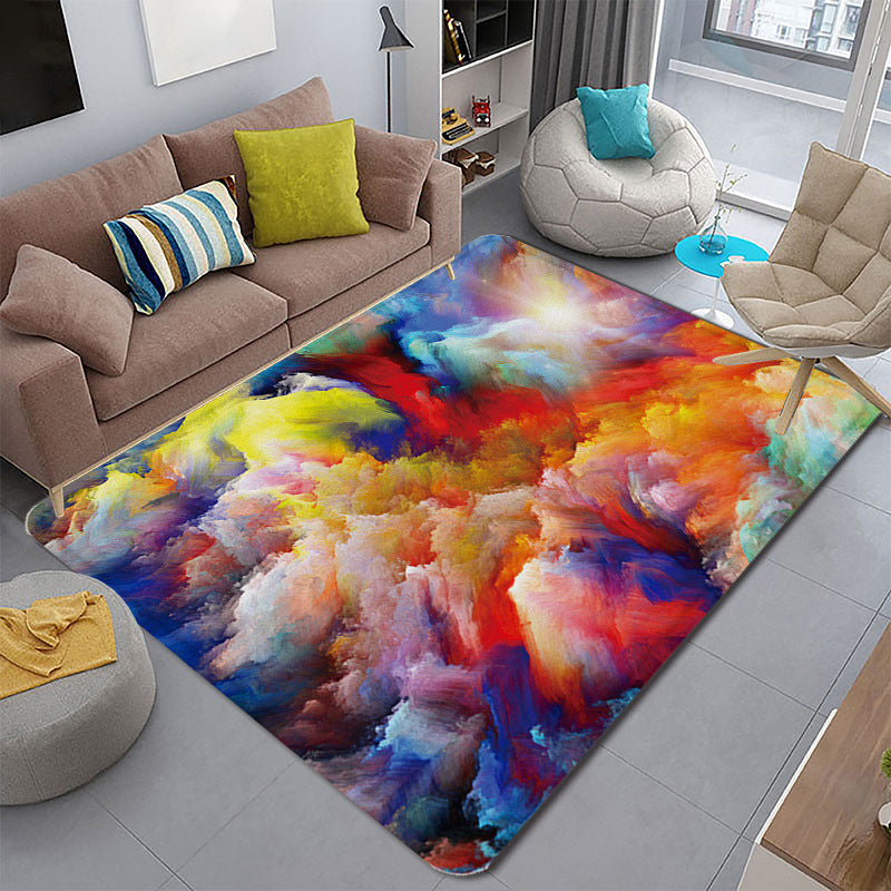 BowLift | Funky Living Room Rug Multicolor Cartoon 3D Print Rug Synthetic Non-Slip Backing Stain Resistant Rug