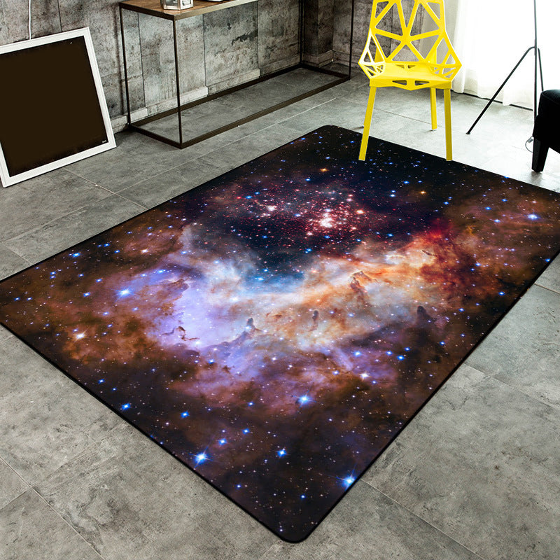 BowLift | Calming Kids Rug Multicolor 3D Starry Sky Pattern Rug Polypropylene Non-slip Machine Washable Rug