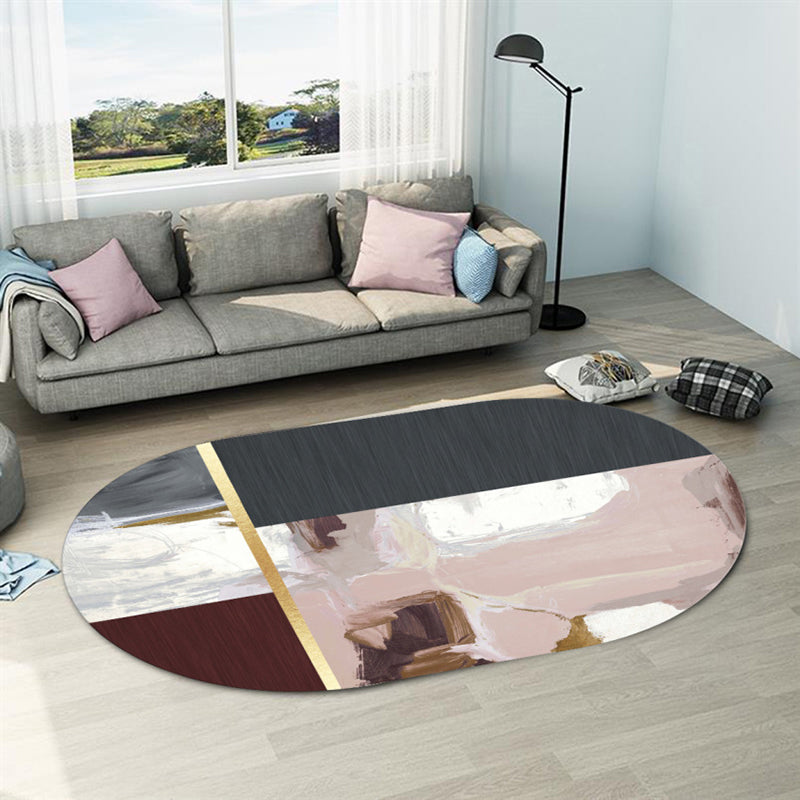 BowLift | Casual abstract print rug Multicolor Polyester rug Non-slip underside Stain-resistant rug for living room