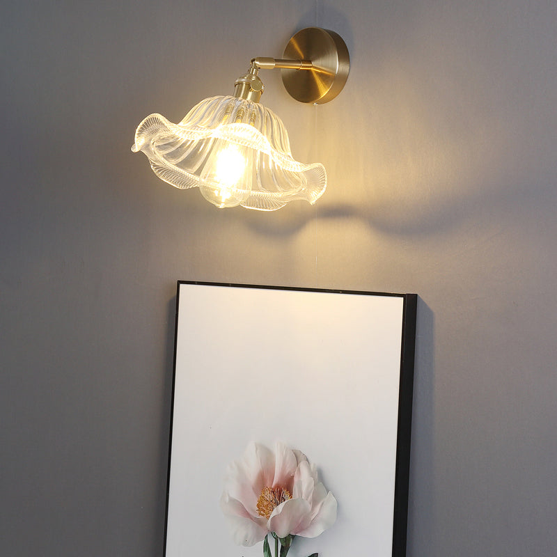 BowLift | Industrial Shade Wall Mount Light Single Clear Glass Wall Light Fixture for Nightstand