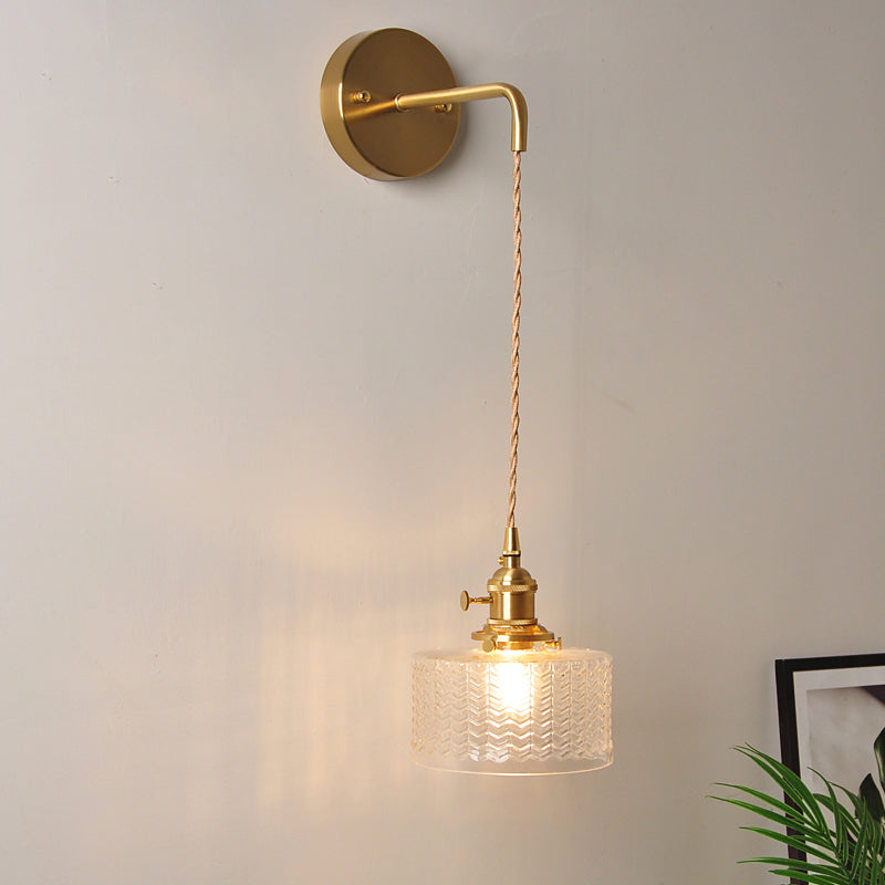 BowLift | 1 Head Wall Mount Light Industrial Shade Clear Glass Wall Light Fixture for Nightstand