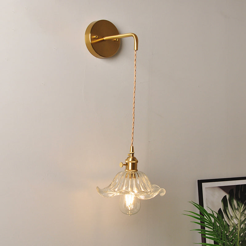 BowLift | 1 Head Wall Mount Light Industrial Shade Clear Glass Wall Light Fixture for Nightstand