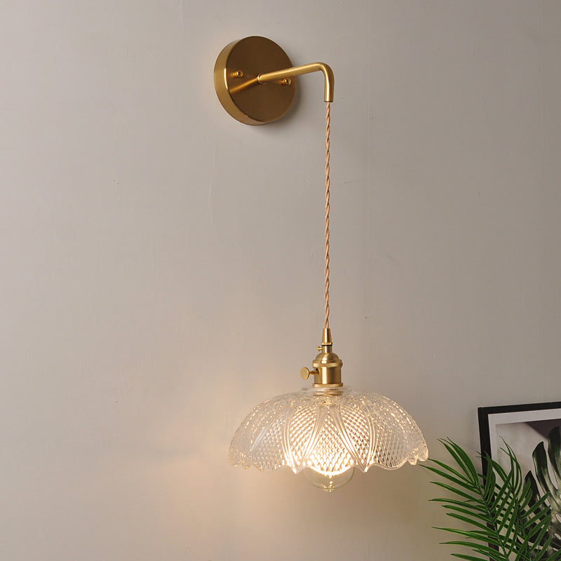 BowLift | 1 Head Wall Mount Light Industrial Shade Clear Glass Wall Light Fixture for Nightstand