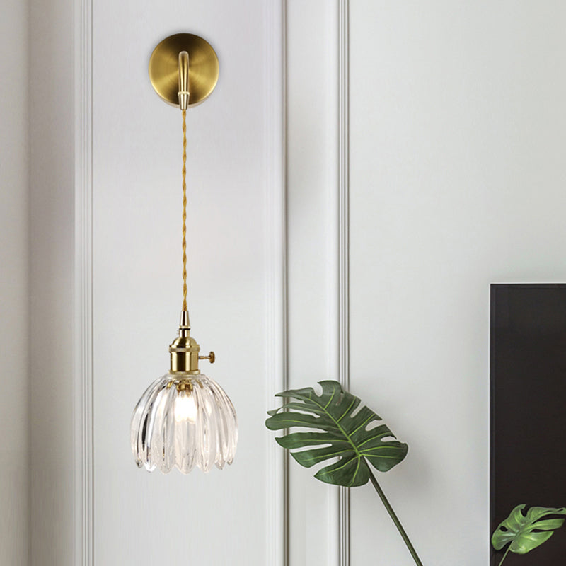 BowLift | Minimalist Shade Wall Lamp Single Bulb Clear Glass Wall Lighting Fixture for Living Room