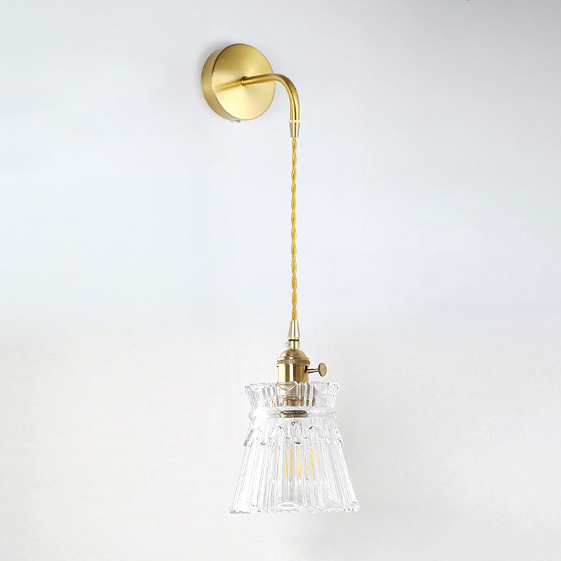 BowLift | Minimalist Shade Wall Lamp Single Bulb Clear Glass Wall Lighting Fixture for Living Room