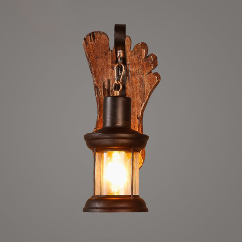 BowLift | Layered Glass Wall Lamp Coast Single Lamp Restaurant Wall Lighting in Wood