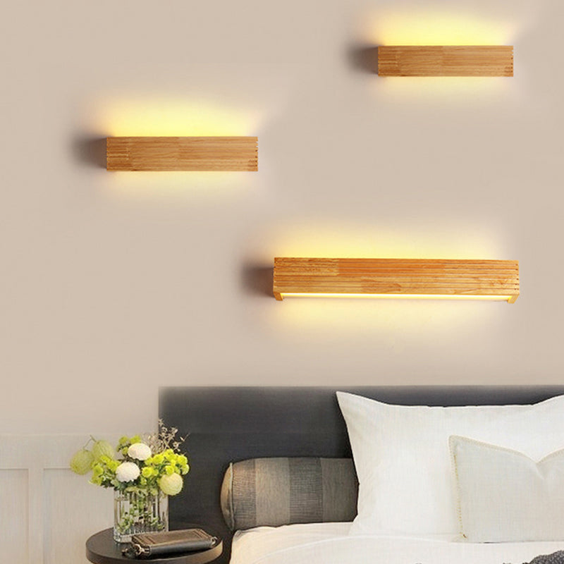 BowLift | Wood rectangular wall lamp Minimalist LED makeup lamp with acrylic shade for the bathroom