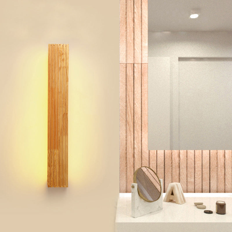 BowLift | Wood rectangular wall lamp Minimalist LED makeup lamp with acrylic shade for the bathroom