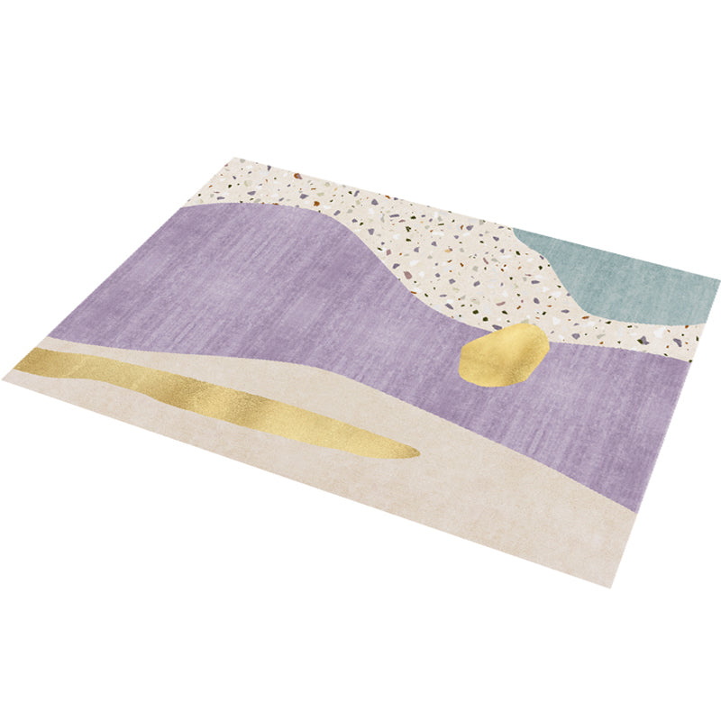 BowLift | Calming Color Block Carpet Multicolored Cotton Blend Indoor Carpet Non-Slip Back Machine Washable Carpet for Space