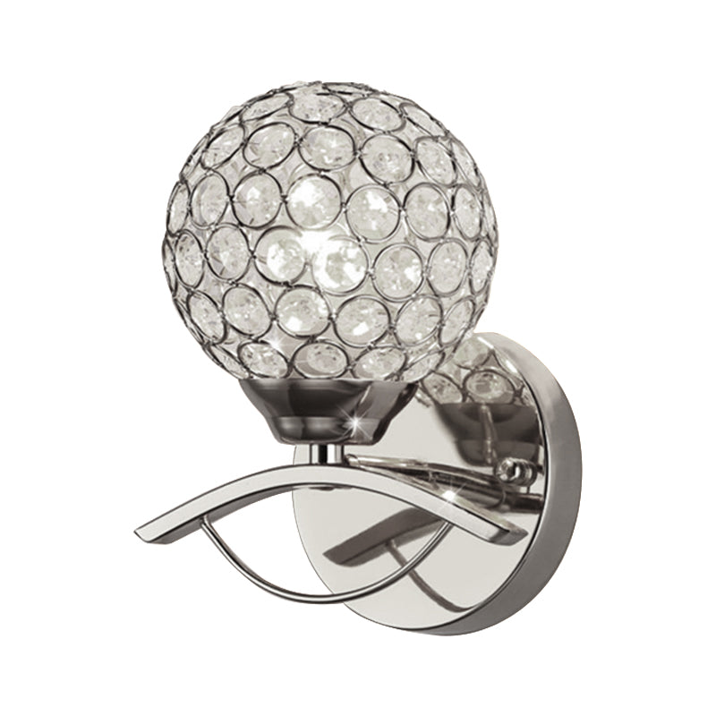 BowLift | Global Wall Lamp Vintage Style Metal 1 Head Chrome/Gold Wall Lamp with Clear Crystal Beads Decor