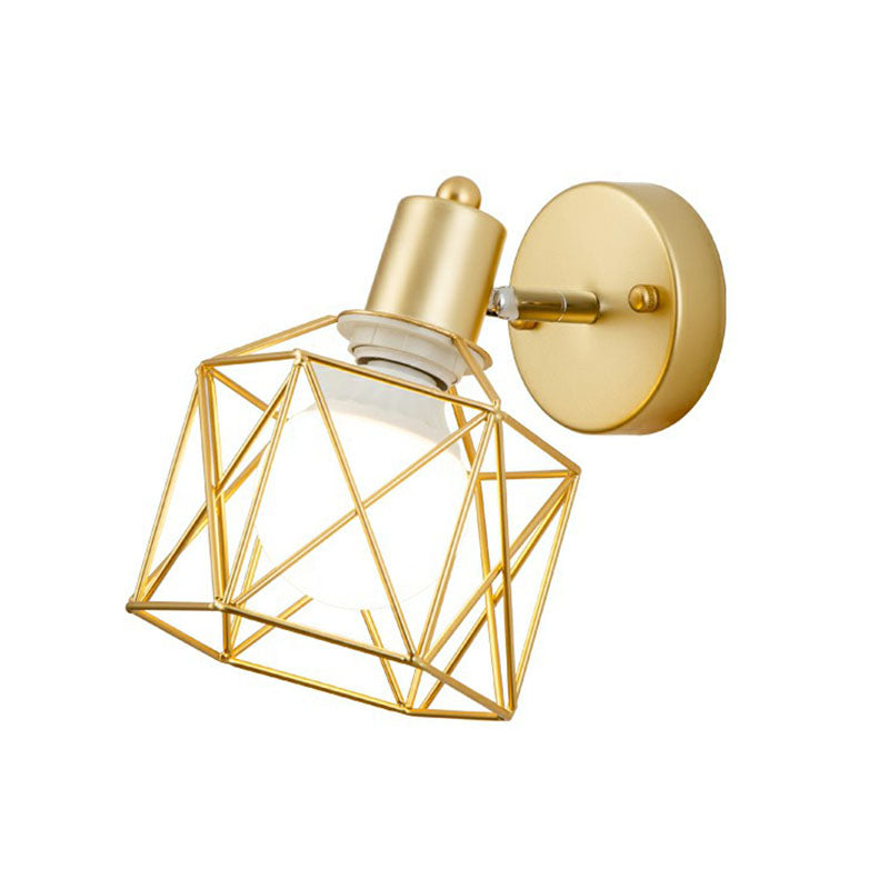 BowLift | Antique hexagonal wall lamp single iron swivel wall light fixture in gold