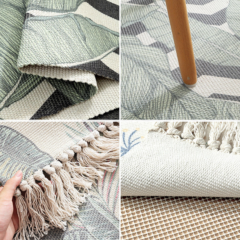 BowLift | Classic Multicolored Drop Carpet Polyester Plant Printed Carpet Non-Slip Back Machine Washable Carpet for Bedroom