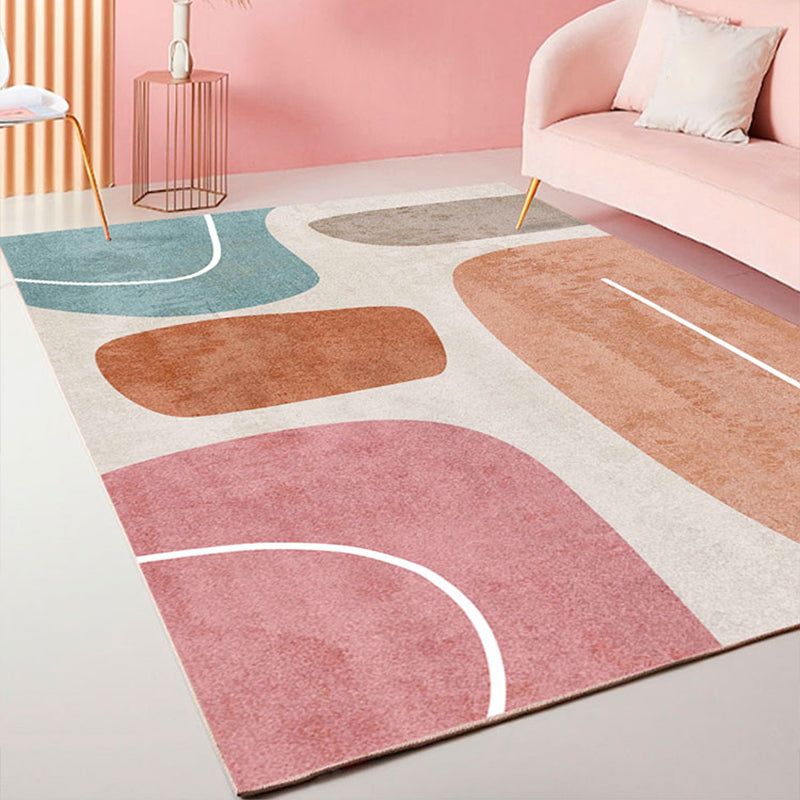 BowLift | Beautiful Bedroom Rug Multicolored Color Block Rug Polyester Non-slip Back Machine Washable Rug