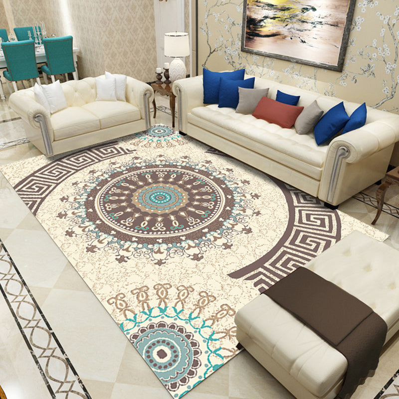 BowLift | Indian Living Room Rug Multicolored Geometric Pattern Indoor Rug Polyester Pet Friendly Washable Rug