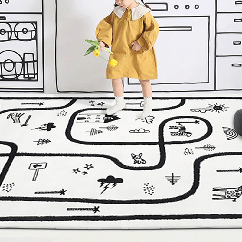 BowLift | Unique Children's Room Carpet Multicolored Plant Print Carpet Polyester Non-slip Pet-friendly Stain-resistant Carpet