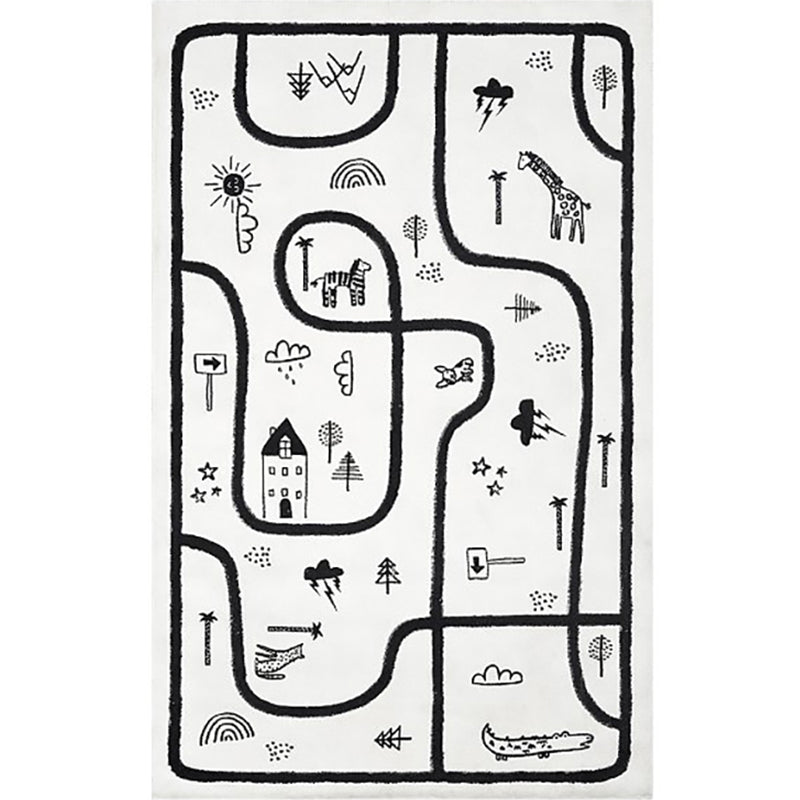 BowLift | Unique Children's Room Carpet Multicolored Plant Print Carpet Polyester Non-slip Pet-friendly Stain-resistant Carpet