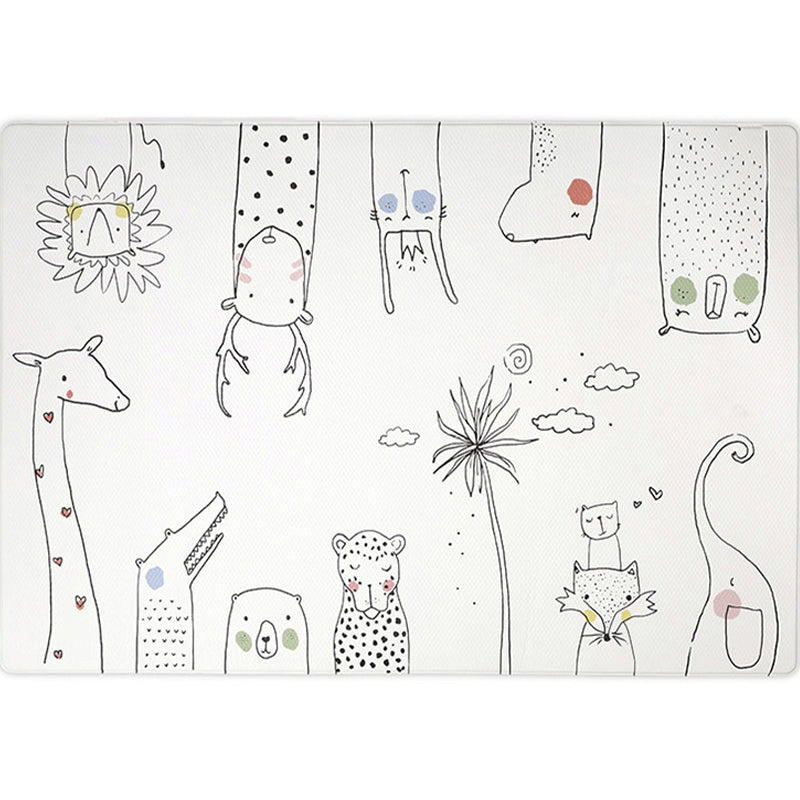 BowLift | Unique Children's Room Carpet Multicolored Plant Print Carpet Polyester Non-slip Pet-friendly Stain-resistant Carpet