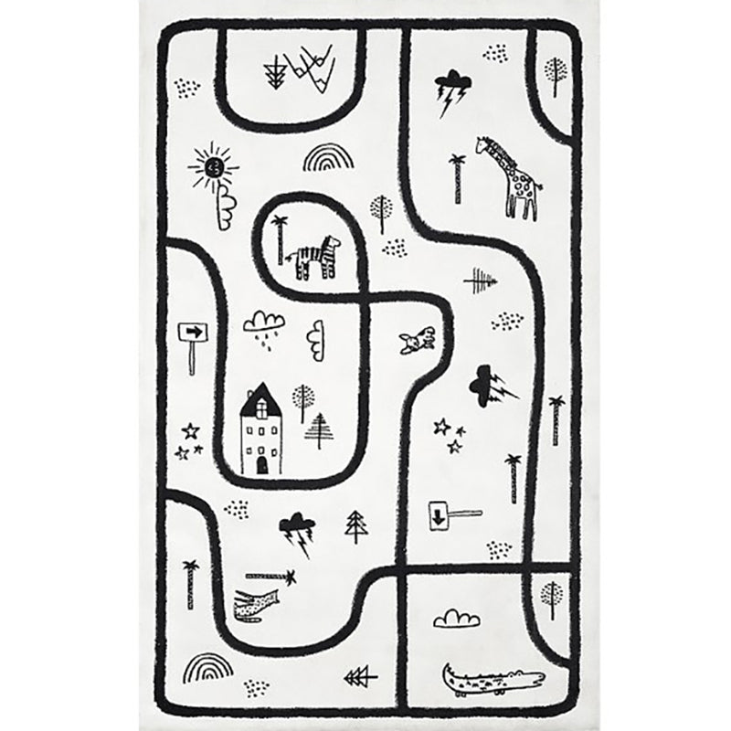 BowLift | Unique Children's Room Carpet Multicolored Plant Print Carpet Polyester Non-slip Pet-friendly Stain-resistant Carpet