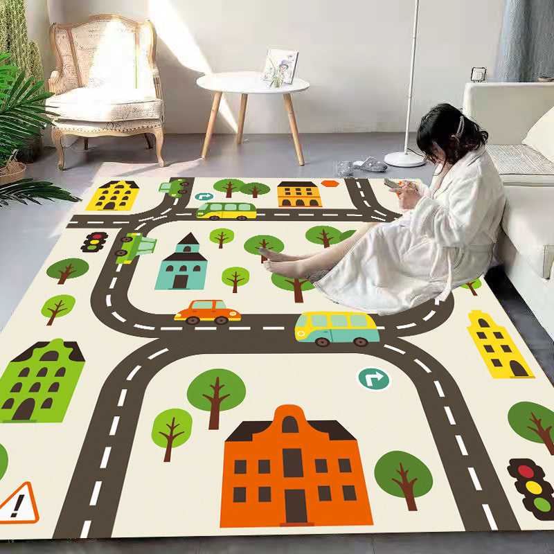 BowLift | Beautiful Cartoon Print Carpet Multicolored Polyester Area Rug Non-Slip Back Machine Washable Rug for Kids
