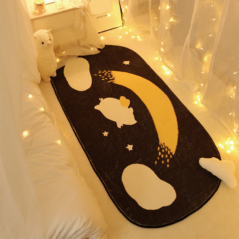BowLift | Unique Bedroom Rug Multicolored Space Print Rug Polyester Non-Slip Pet-Friendly Rug